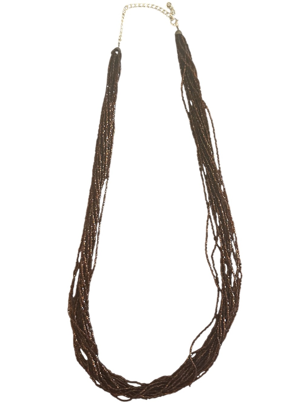 Multi-Strand Brown Seed Bead Necklace